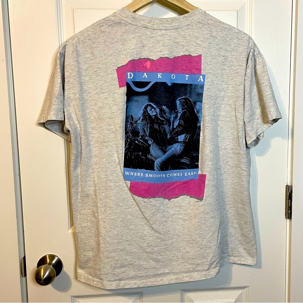 VTG 1990 Dakota Cigarettes heather gray graphic promo pocket tee XL *RARE*